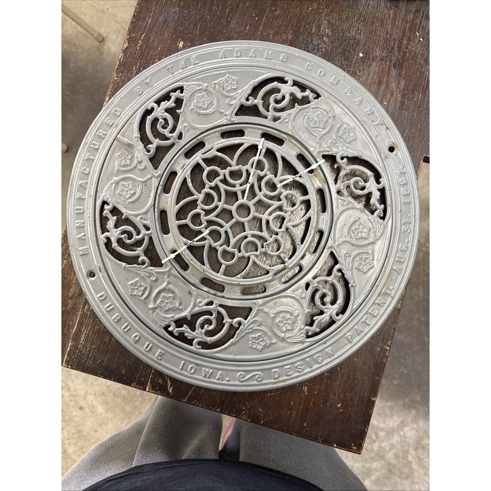 ANTIQUE FLOOR GRATE,HEATING VENT MFG.ADAMS CO.DUBUQUE IOWA DESIGN PATENT 1897